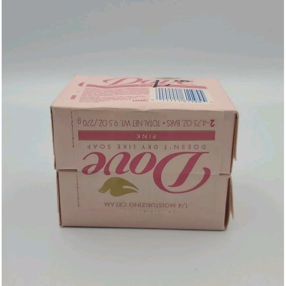 Vintage 1992‎ Pink Dove Beauty Bar 1/4 Moisture Lotion Two 4.75 oz Soap Bars NEW